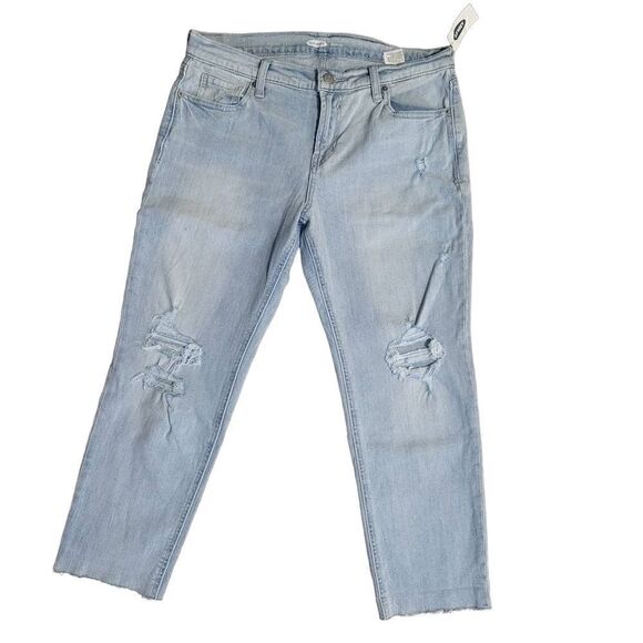 Old Navy Boyfriend Jeans Raw Hem Size 8p - Picture 1 of 8